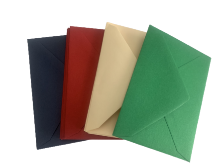 Envelop assorti groen/creme/rood/zwart 7x10cm p/10st 