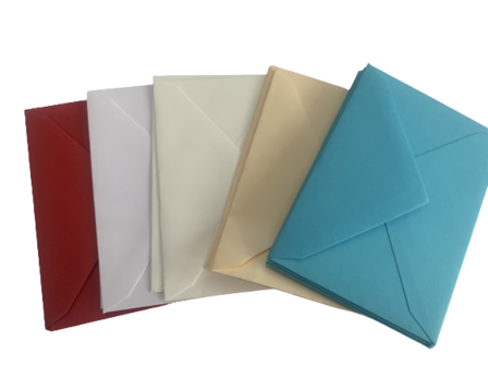 Envelop assorti lblauw/rood/creme/wit 7x10cm p/10st 