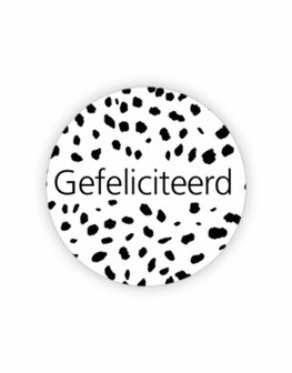 Stickers Gefeliciteerd panter wit/zwart 35mm p/20st 
