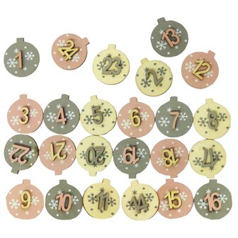 Stickers Adventcijfers zelfklevend roze/grijs/natuur p/set