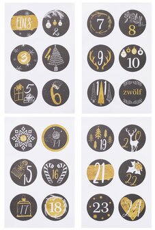 Stickers Adventcijfers zwart/goud p/set