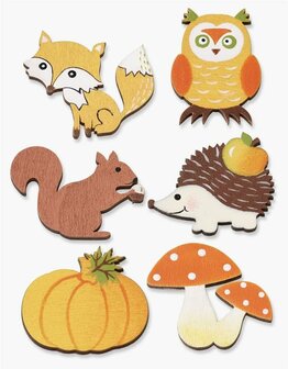 Stickers houten herfstdieren p/set