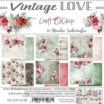 Paper pad 15.25x15.25cm Vintage Love p/24vel