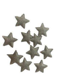 Confetti zilver sterren verdikt stof glitter 2cm p/50st