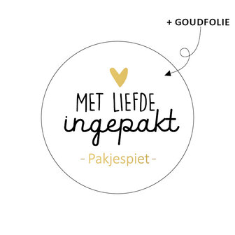 Sticker Met liefde ingepakt 40mm p/20st wit