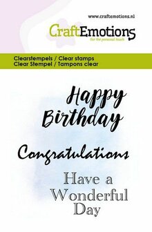 Clear stamps A7 tekst happy birthday p/st