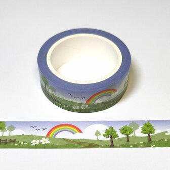 Washi tape Regenboog veld 15mm p/st