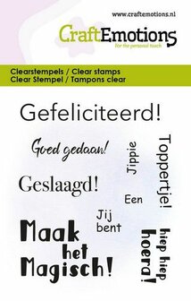 Clear stamp A7 gefeliciteerd tekst 6x7cm p/st
