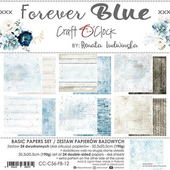 Basic paper set 20.3x20.3cm Forever Blue p/24vel