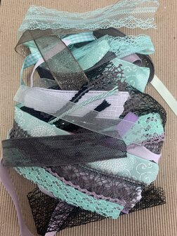 Lintenset zwart/mint 50cm p/24st