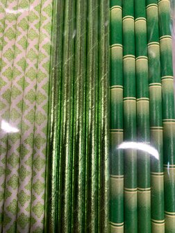 Rietjes assorti groen ornament/glimmend groen/bamboo p/15st