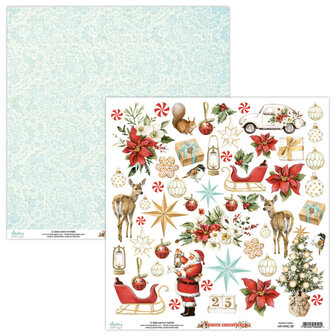 Scrappapier White Christmas plaatjes 30.5x30.5cm p/vel