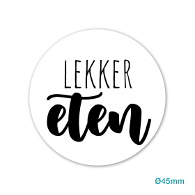 Sticker wit lekker eten 45mm p/20st zwart