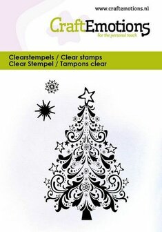 Clear stamp Kerstboom met ornamenten 6x7cm p/st