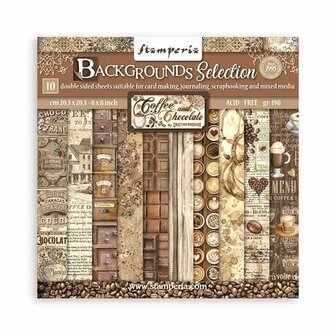 Paper pad 20x20cm Coffee and Chocolate Backgrounds p/10vel