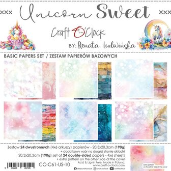 Basic paper set 20.3x20.3cm Unicorn sweets p/24vel