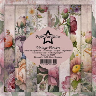 Paper pad 15x15cm Vintage flowers p/24vel