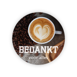 Sticker kbedankt voor alles koffie hart bruin 35mm p/20st