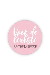 Sticker voor de leukste secretaresse roze 35mm p/20st