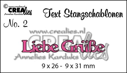 Stans Text Stanzschablone no. 2 Liebe Gr&uuml;&szlig;e  p/st
