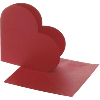 Envelop met kaart rood hart 12.5x12.5cm p/10st 
