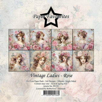 Paper pad 15x15cm Vintage Ladies Rose p/24vel