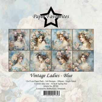 Paper pad 15x15cm Vintage Ladies Blue p/24vel
