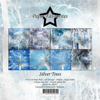 Paper pad 15x15cm Silver Trees p/24vel