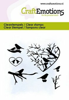 Clear stamp hart met vogels en takken 6x7cm p/st