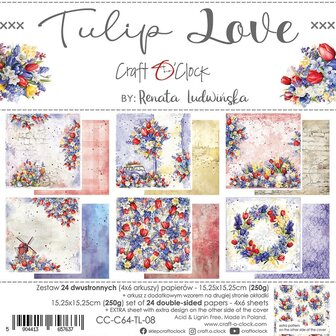 Paper pad 15.25x15.25cm Tulip Love p/24vel