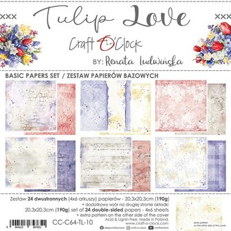 Basic Paper pad 20.3x20.3cm Tulip Love p/24vel