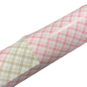 Inpakpapier Ruit bruin/roze 50cm p/5mtr