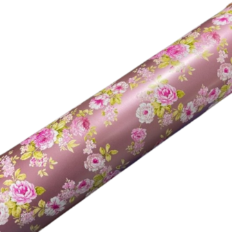 Inpakpapier roze 50cm p/5mtr Romantic roses