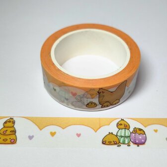 Washi tape Kippen 15mm p/st