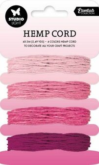 Hemp cord Shades of Pink 1mm 4x5mtr