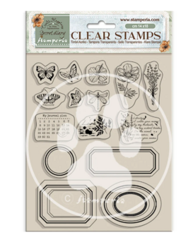 Clear stamp Secret Diary Create Happiness Labels 14x18cm p/15st