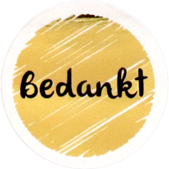 Sticker wit bedankt 40mm p/20st goud