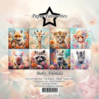 Paper pad 15x15cm Baby Animals p/24vel