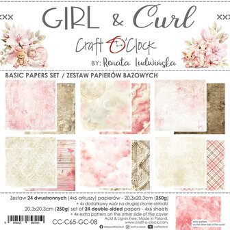 Basic paper set 20.3x20.3cm Girl &amp; Curl p/24vel