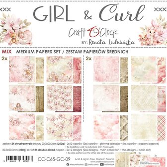 Mix paper set 20.3x20.3cm Girl &amp; Curl p/24vel