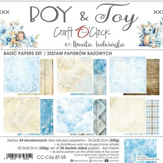 Basic paper set 20.3x20.3cm Boy &amp; Toy p/24vel