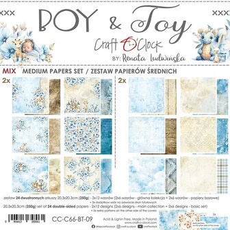 Mix paper set 20.3x20.3cm Boy &amp; Toy p/24vel