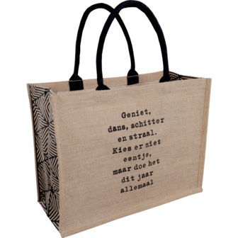 Draagtas GENIET 43x20x34cm p/st Jute tekst 