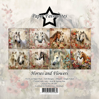 Paper pad 15x15cm Horses and flowers p/24vel