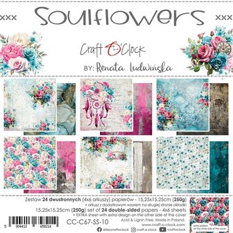 Paper pad 15.25x15.25cm Soulflowers p/24vel