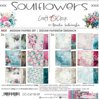 Mix Paper set 20.3x20.3cm Soul flowers p/24vel