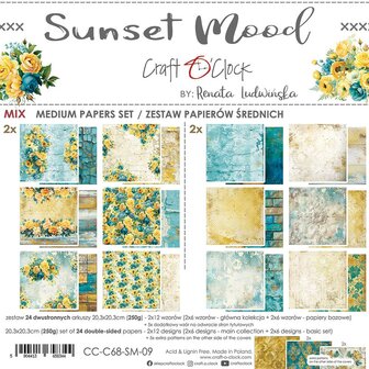 Mix Paper set 20.3x20.3cm Sunset Mood p/24vel