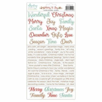 Stickers Merry &amp; Joy Words 15x30.5cm p/vel