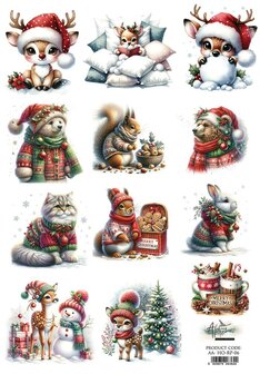 Rice Paper 6 Ho Ho Ho A4 (21x29.7cm) 25-30g A4 p/vel beestjes