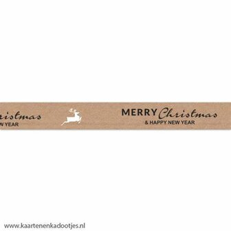 Lint kraft/zwart Merry &amp; Happy 20mm p/10mtr Papierlint